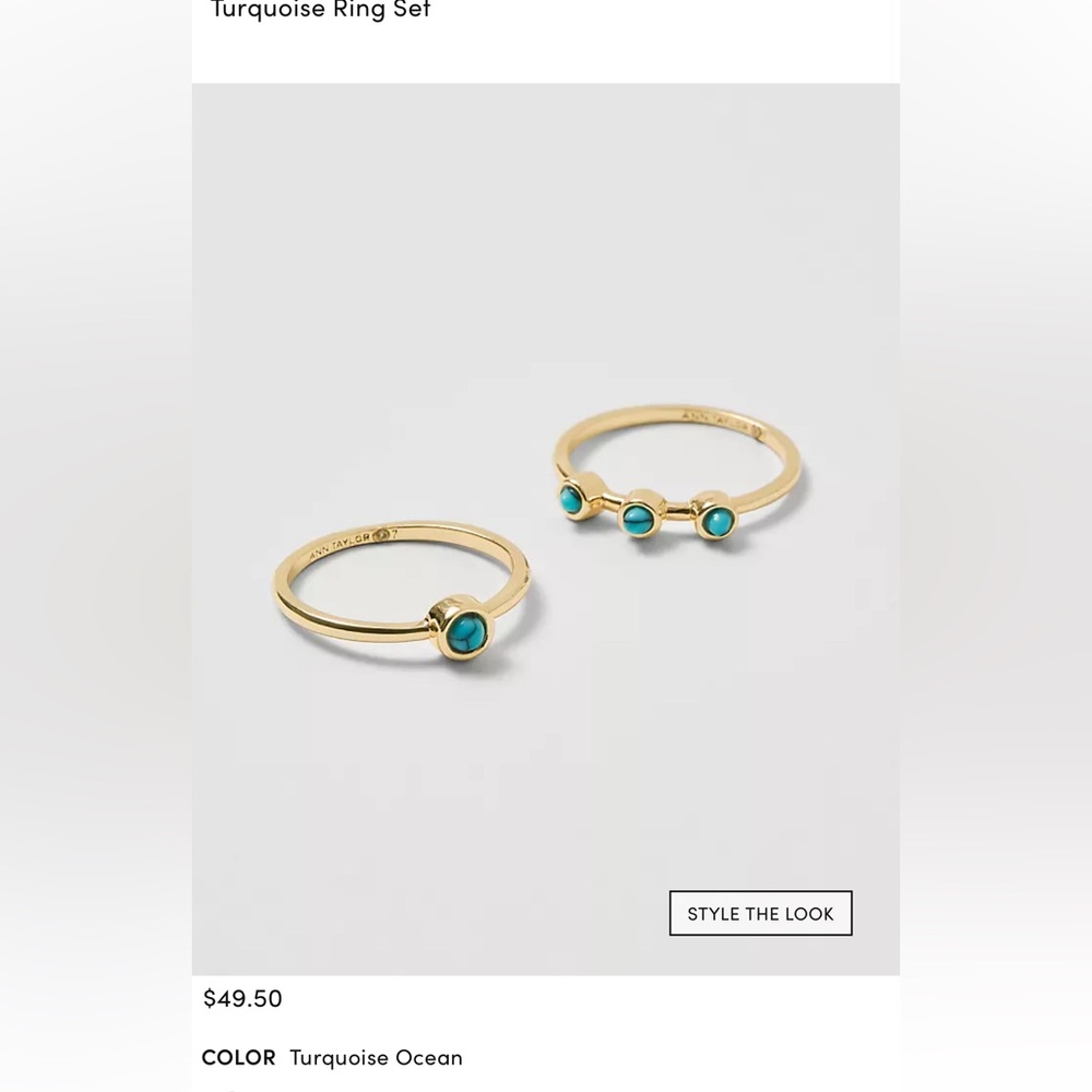 Gold and Turquoise Ring Set Ann Taylor NWT